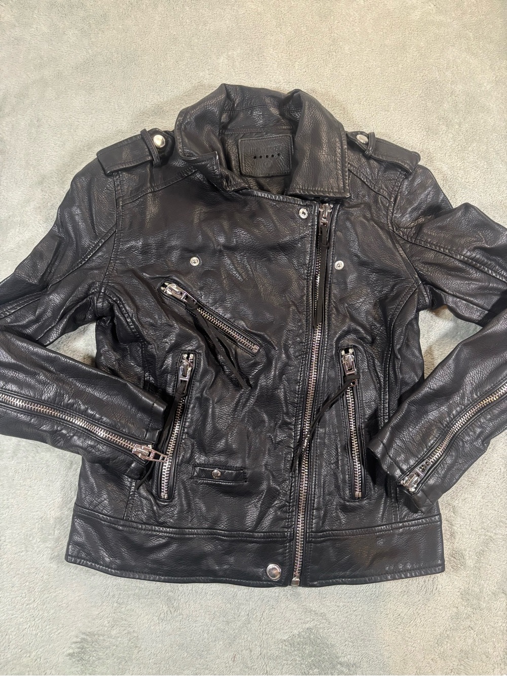 BLANKNYC Black Vegan Leather Asymmetric Moto Biker Jacket XS